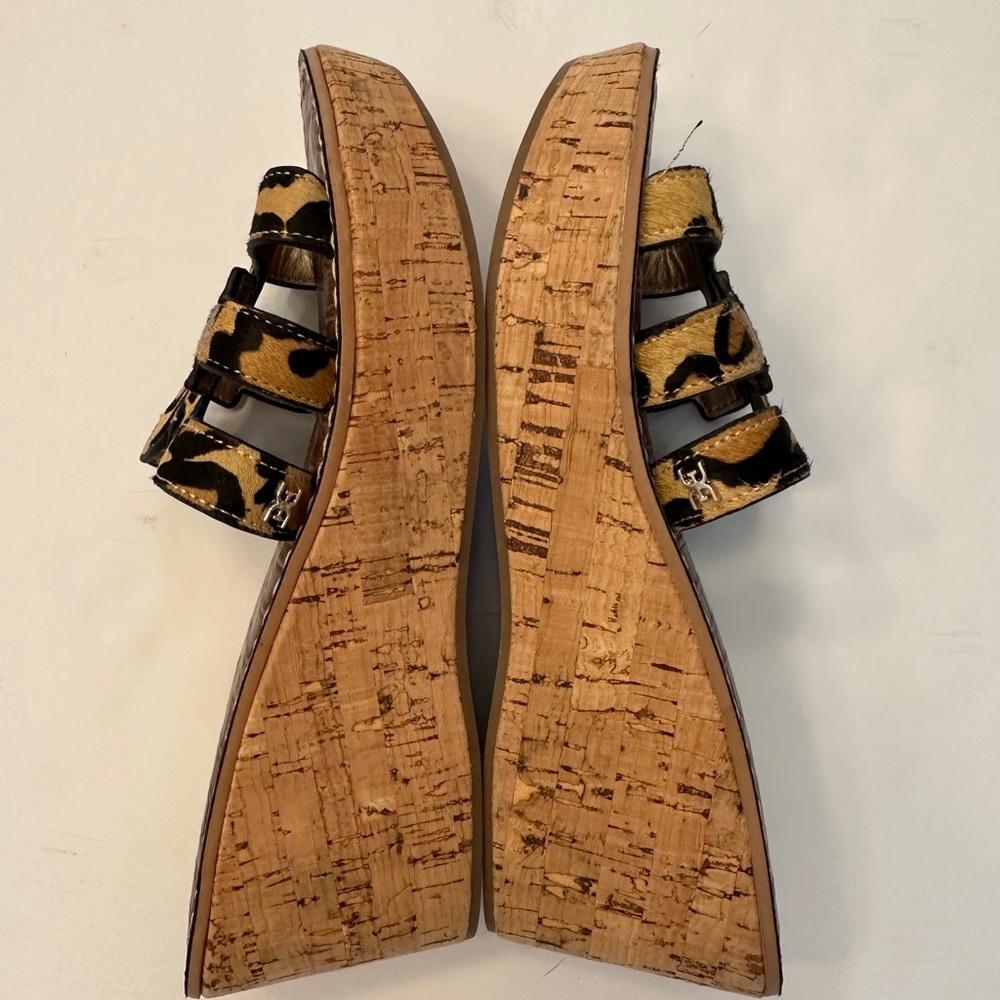 Sam Edelman Leopard Print Slide Sandals - Picture 2 of 5